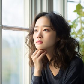 物思いに耽る婚活女性