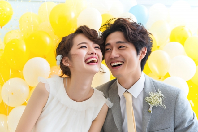幸せな結婚をしたカップル