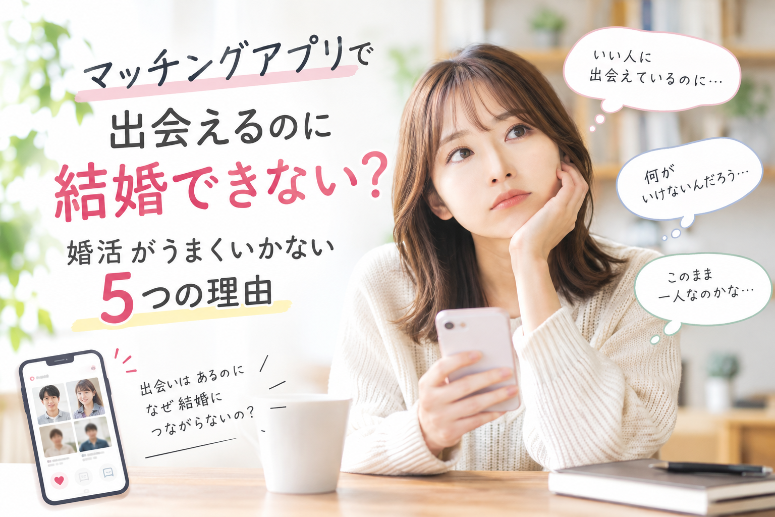 マッチングアプリ婚活に悩む20代女性